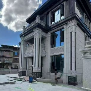 本溪 别墅干挂，芝麻白与芝麻黑完美配合